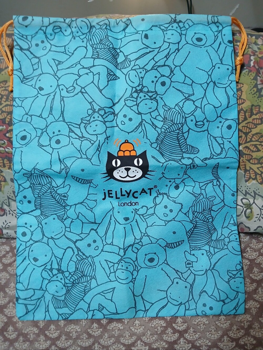 Jellycat Turquoise Drawstring Dustbag with Orange Cord